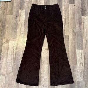 True Craft Brown Corduroy High Rise Corset Waist Flare Pants !00% Cotton sz 12